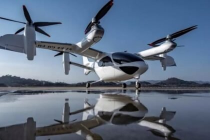 Táxi aéreo E20, em Xangai (Foto: Xinhua)