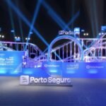 A Montanha-russa Porto Seguro promete uma experiência de adrenalina com um looping clássico de parque de diversões. • Divulgação